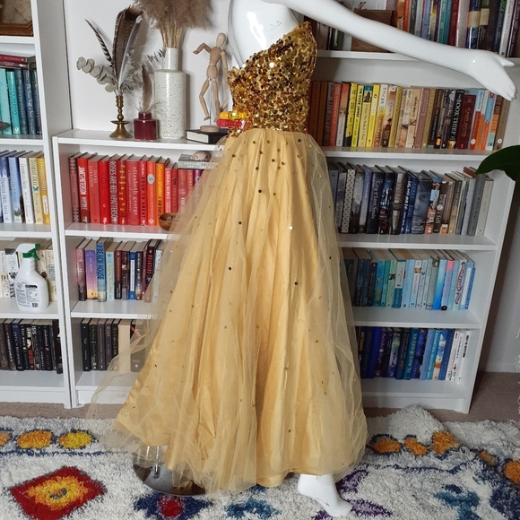 JJ's House Sweetheart Floor Length Tulle Prom Dress With Sequins Z12 - Picture 3 of 13